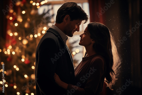 young couple in love on christmas