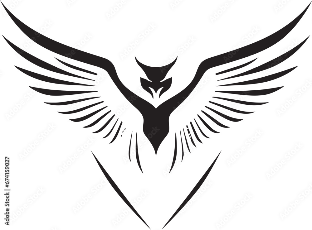 Fototapeta premium Wings of Freedom Black Logo Design with Eagle Black and Bold Iconic Eagle Vector Symbol