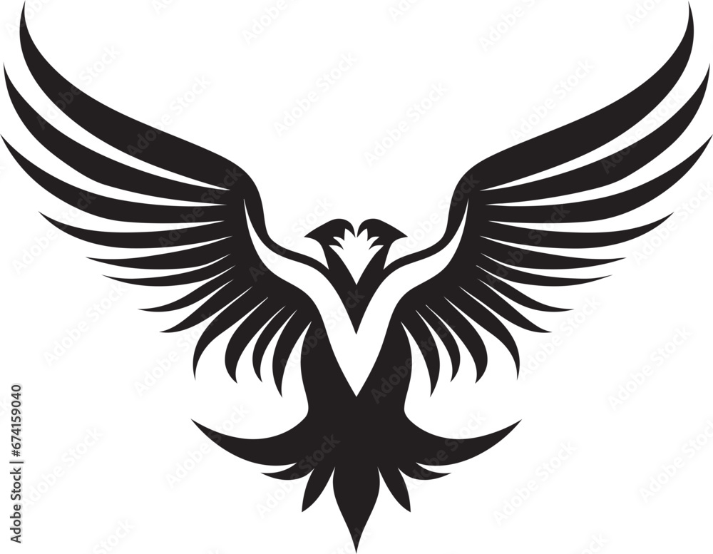 Fototapeta premium Feathered Majesty Black Eagle Logo Vector Icon Soaring High Black Eagle Design Emblem