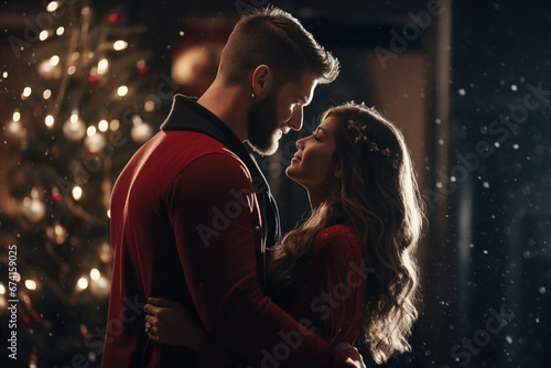 young couple in love on christmas