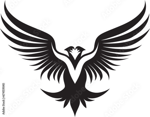 Feathered Majesty Black Eagle Logo Vector Icon Soaring High Black Eagle Design Emblem © BABBAN