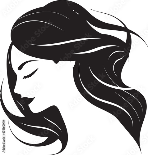 Elegance in Every Line Female Face Logo Feminine Grace Black Logo Featuring a Womans Face