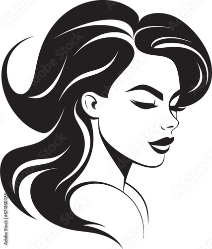 Feminine Elegance Logo with Womans Face in Black Elegance Captured Black Logo with Females Face