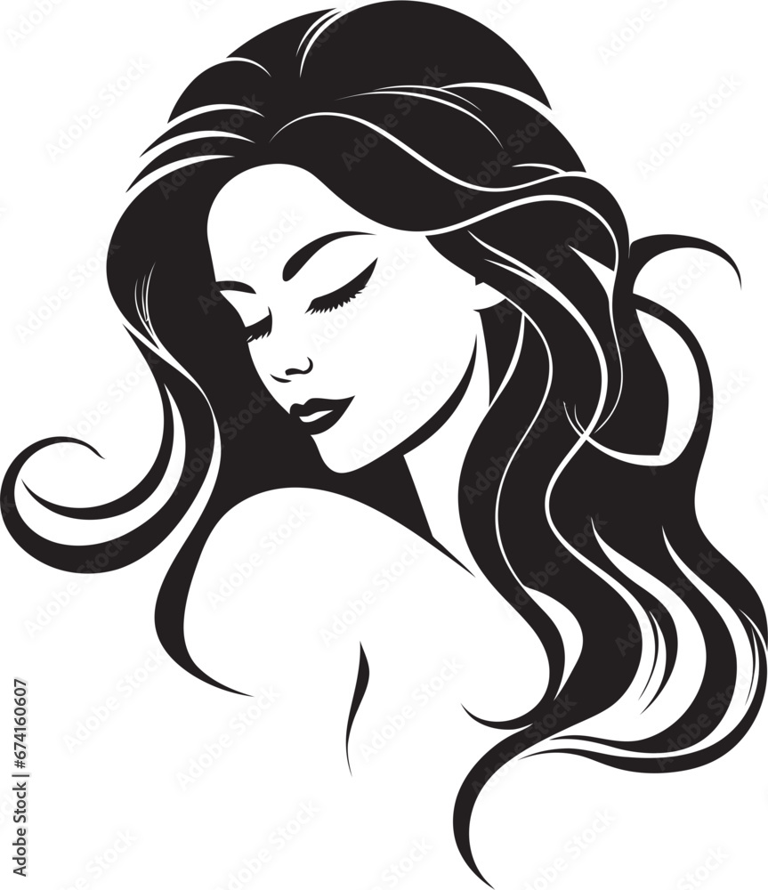 Mystical Allure Black Logo of a Womans Face Elegant Silhouette Black Logo with Female Face Icon Mystical Allure Black Logo of a Womans Face Elegant Silhouette Black Logo with Female Face Icon
