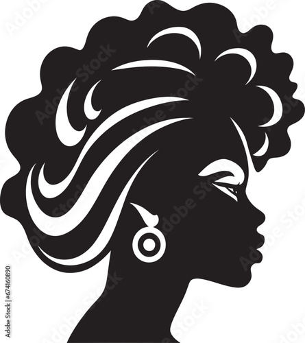 Empowerment through Serenity Black Female Face Emblem in Monochrome Intriguing Elegance Vector Icon of Females Face in Black Monochrome
