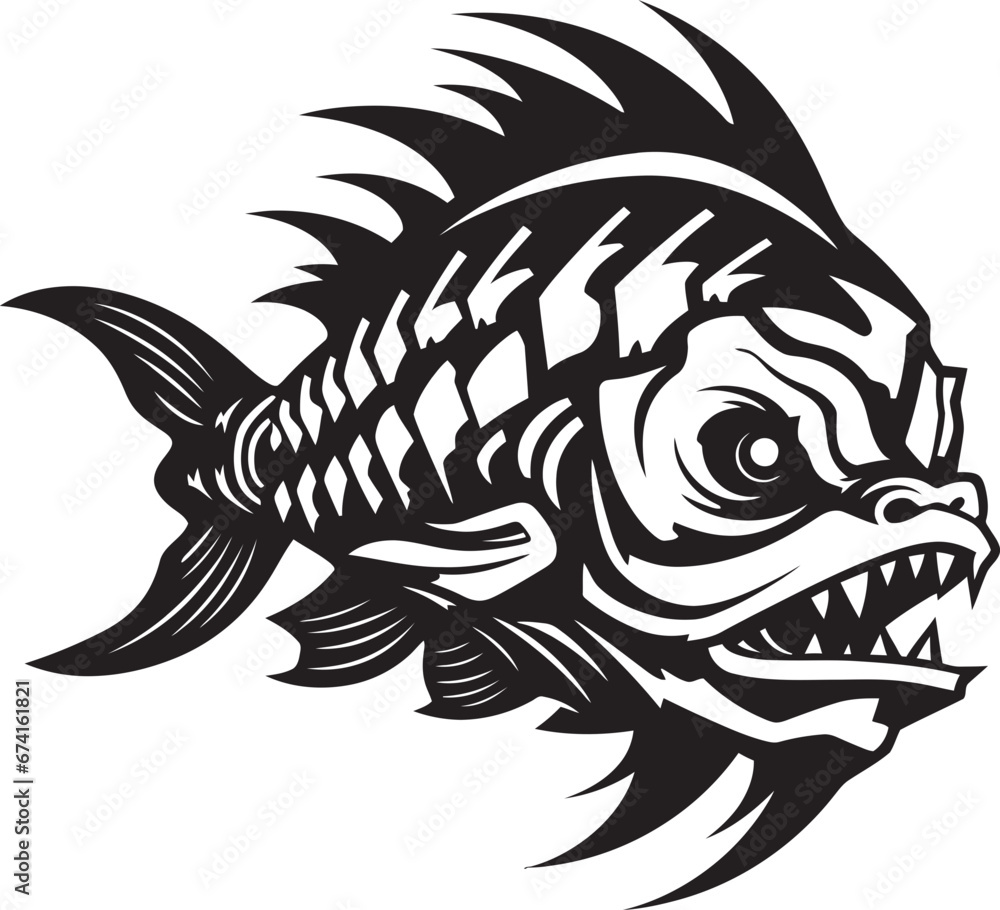 Skeletal Serenity Fish Symbol Logo Design Abyssal Anatomy Fish Skeleton Vector Icon Skeletal Serenity Fish Symbol Logo Design Abyssal Anatomy Fish Skeleton Vector Icon