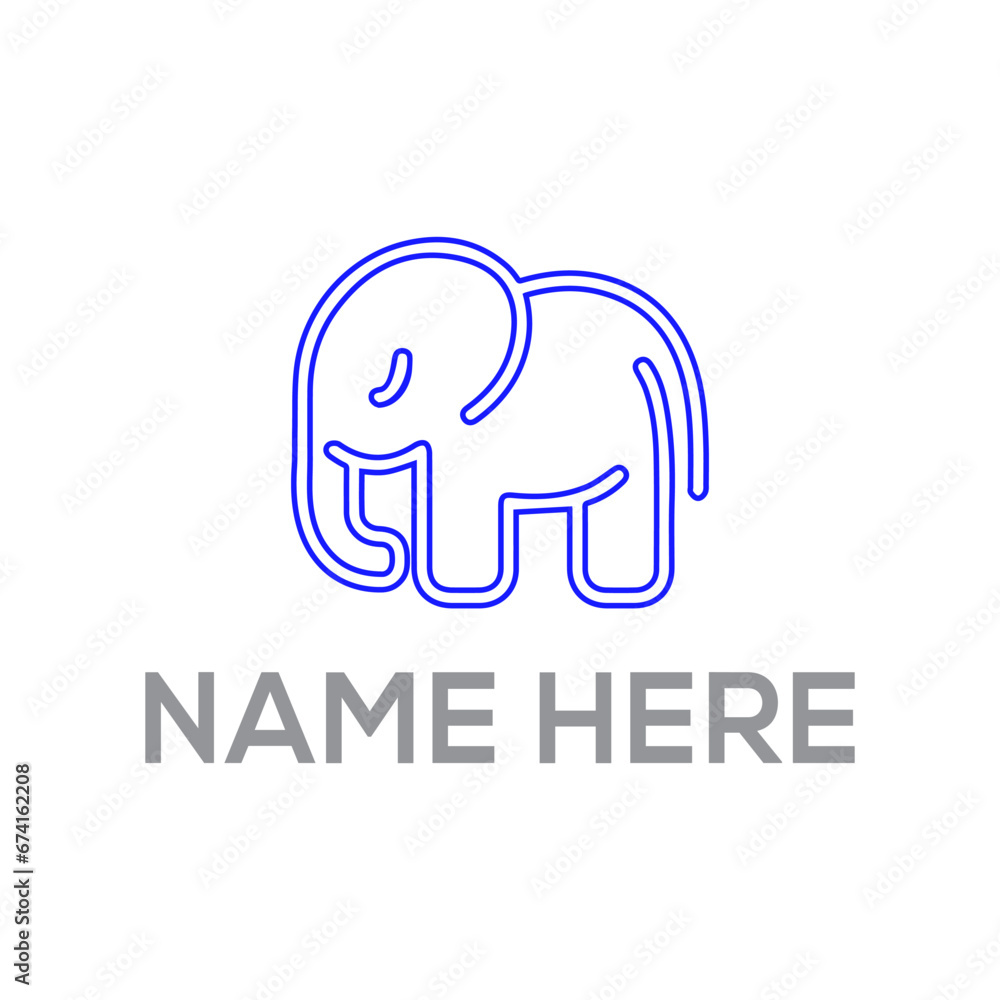 Outline Elephant logo design vector template