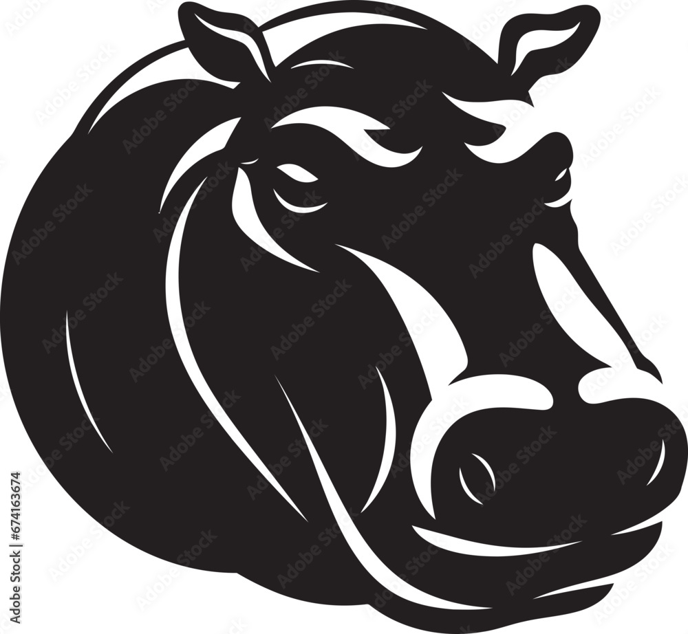 Elegant Hippo Emblem Design Hippopotamus Vector Artwork