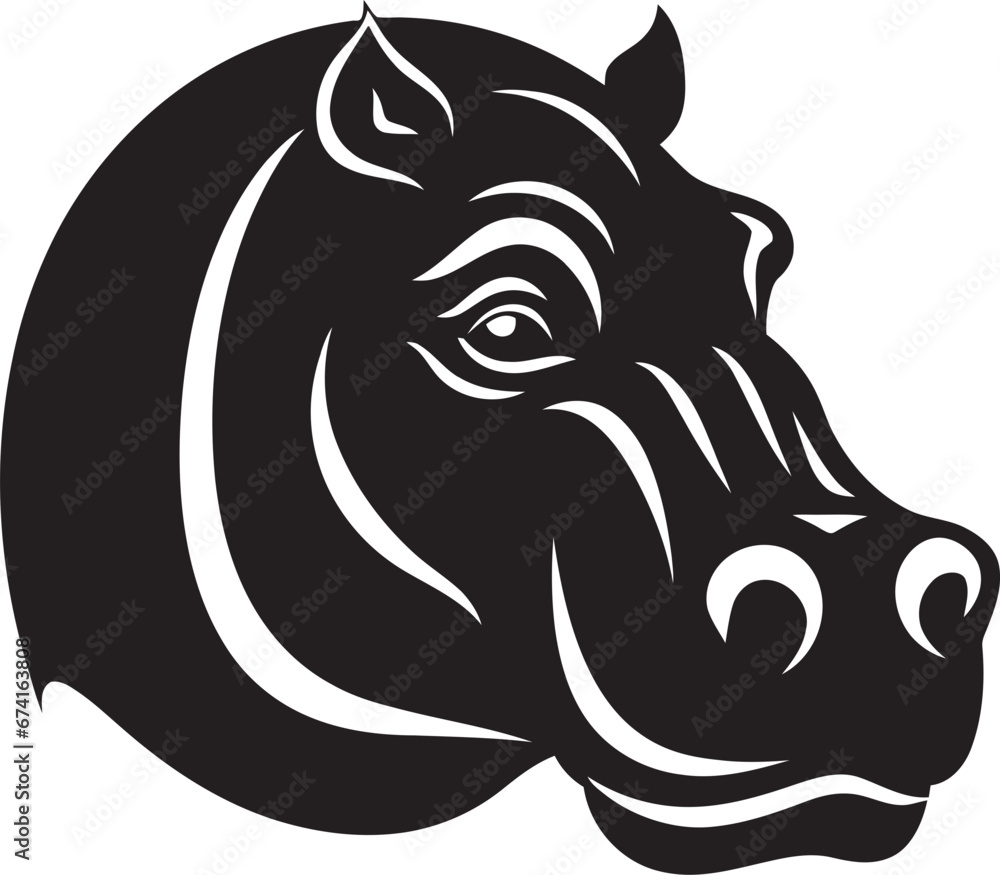 Abstract Black Hippo Logo Hippo in Flight Vector Icon Abstract Black Hippo Logo Hippo in Flight Vector Icon