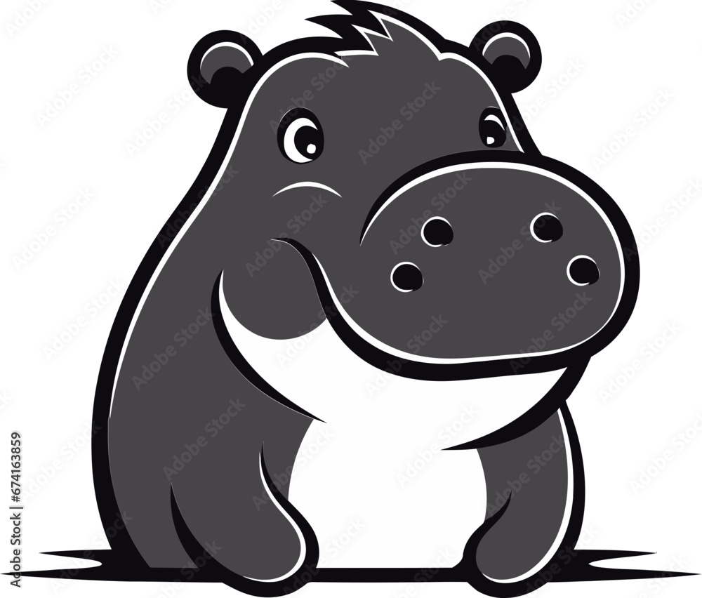 Fototapeta premium Modern Hippo Vector Illustration Graceful Hippo in Flight