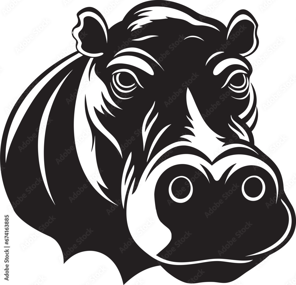 Hippo Symbol for Your Brand Graceful Black Hippo in Vector Hippo Symbol for Your Brand Graceful Black Hippo in Vector