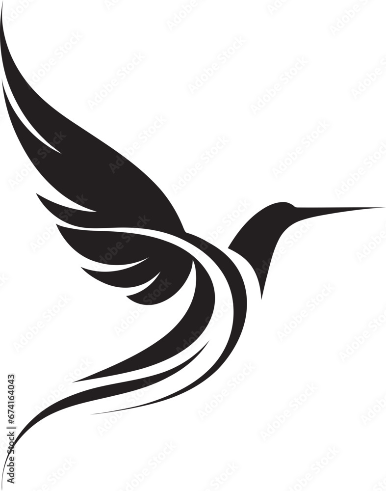 Sleek Black Hummingbird Logo Hummingbird Profile Vector Symbol Sleek Black Hummingbird Logo Hummingbird Profile Vector Symbol