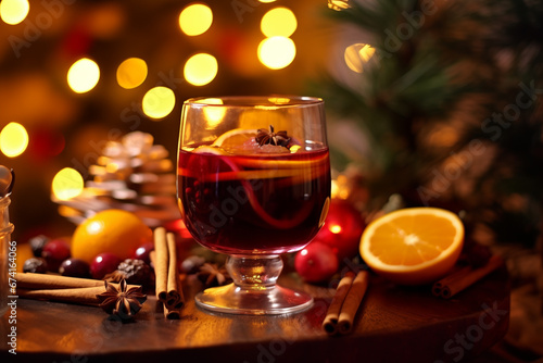 Christmas Mulled Wine Festive Closeup Shot AI Generated