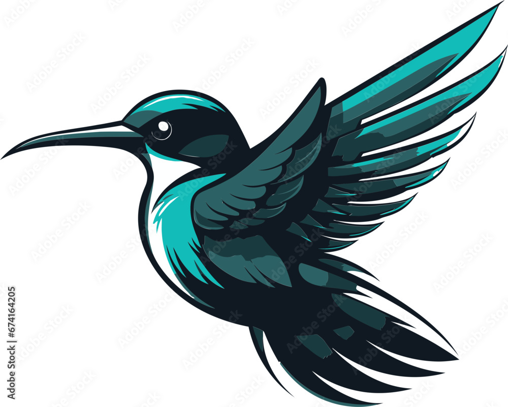 Obraz premium Hummingbird Profile Silhouette Emblem Sleek Hummingbird Vector Icon