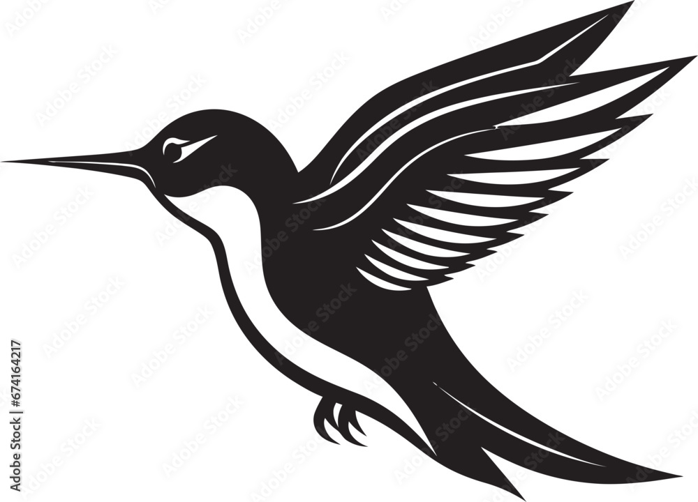 Obraz premium Bold Hummingbird Symbol Hummingbird Silhouette in Black Vector