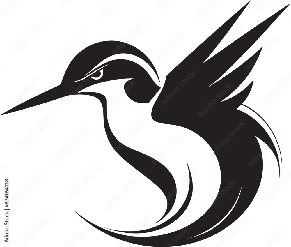 Fototapeta premium Contemporary Hummingbird in Black Hummingbird Profile Silhouette Emblem