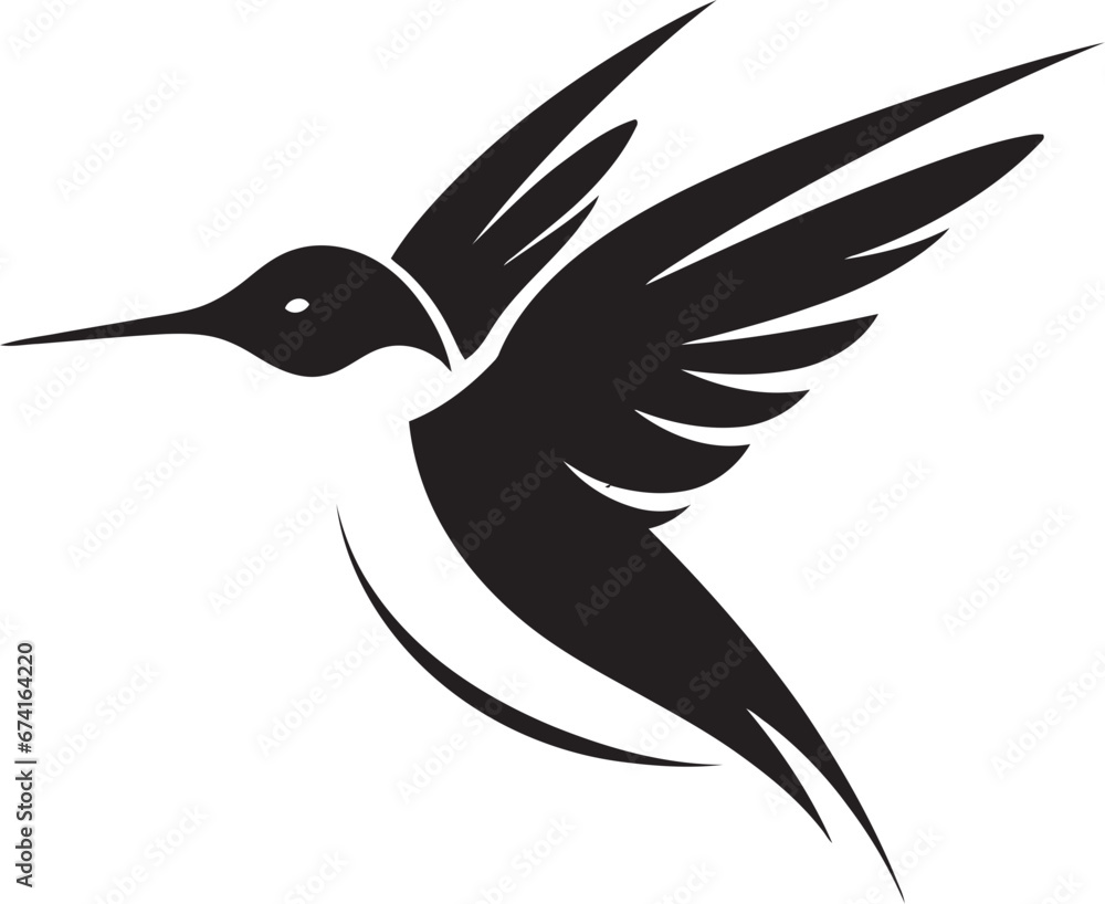 Obraz premium Modern Hummingbird Emblem Design Hummingbird Symbol in Serene Black