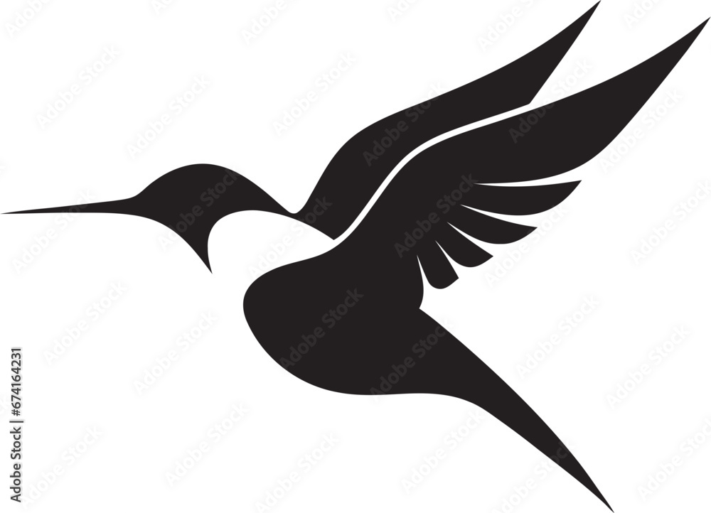 Fototapeta premium Hummingbird Symbol in Serene Black Hummingbird in Motion Vector Art