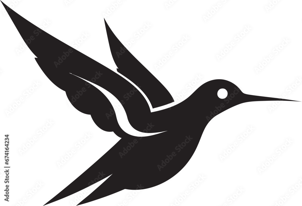 Obraz premium Elegant Black Hummingbird Icon Majestic Hummingbird Profile Vector
