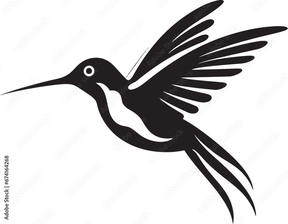 Fototapeta premium Bold Black Hummingbird in Profile Hummingbird Artwork for Modern Branding
