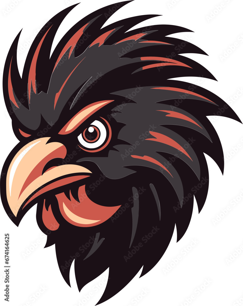 Graceful Black Rooster in Vector Rooster Profile in Elegant Design Graceful Black Rooster in Vector Rooster Profile in Elegant Design