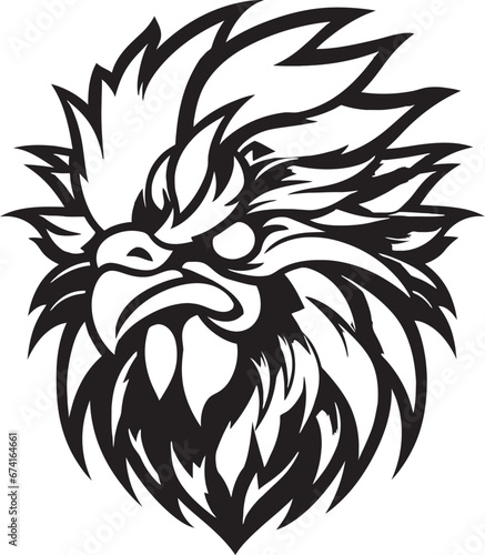 Rooster Logo with a Stylish Touch Contemporary Rooster in Black