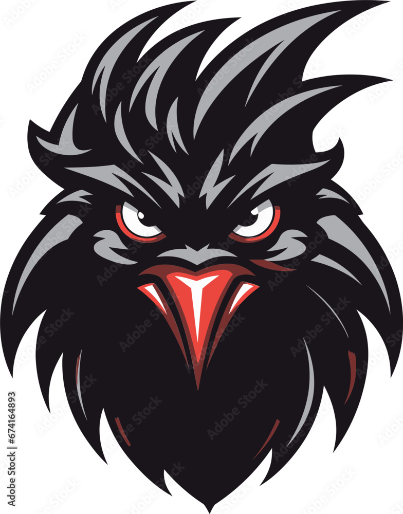 Sleek Black Rooster Emblem with Style Rooster Mascot in Vector Silhouette