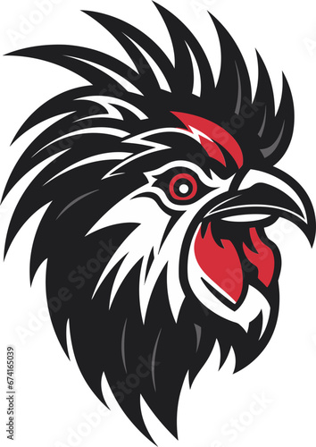 Regal Rooster Majesty in Black and White Modern Rooster Icon for Brand Recognition © BABBAN