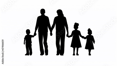 silhouette family  logo people mom dad and child  group of people black flat minimalism graphics isolated on a white background  holding hands