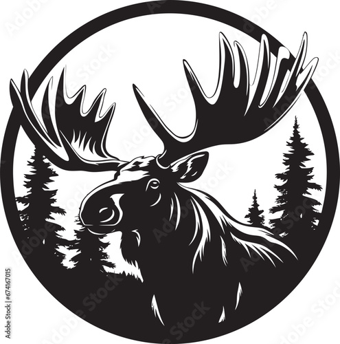 Minimalistic Moose Symbol with Versatility Moose Profile in Regal Charm