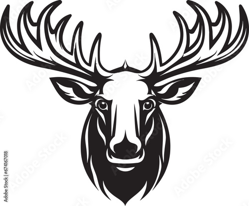 Contemporary Moose Artwork Black and White Moose Emblem