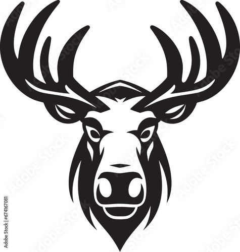 Graceful Moose Emblem in Bold Black Moose Majesty with Regal Style