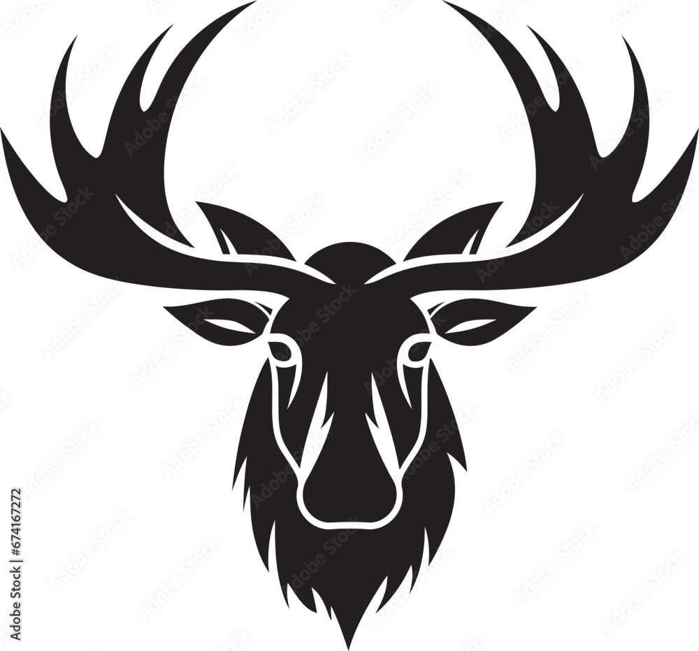 Moose Silhouette with Contemporary Flair Moose Profile in Vector Artistry