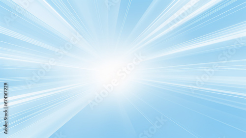 blue abstract background divergent rays of light zoom blurred in motion flat graphics copy space
