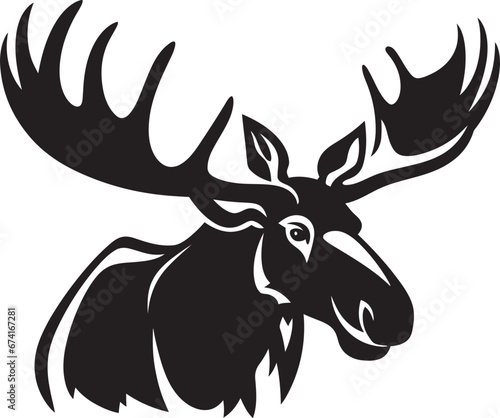 Moose Majesty in Sleek Vector Minimalistic Moose Symbol for Artistic Branding photo