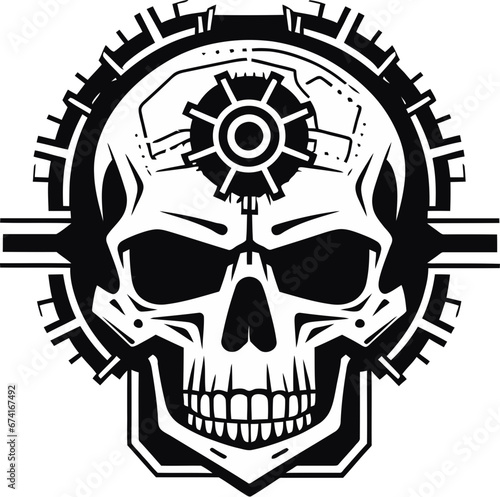 Industrial Cyber Skull Emblem The Revolution of Design Artistic Mechanical Skull The Elegance of the Machine