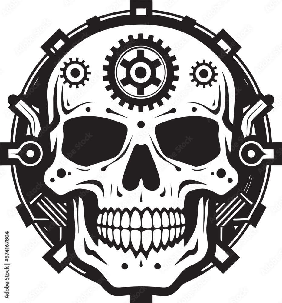 Elegant Skull Icon in the Age of Cybernetics Sleek Tech Symbol The Digital Soul within Metal Elegant Skull Icon in the Age of Cybernetics Sleek Tech Symbol The Digital Soul within Metal