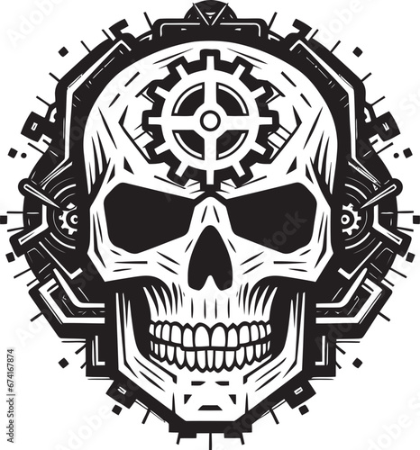 Mechanical Marvel The Digital Skull Icon Sculpted Tech Skull Emblem A Vision of Innovation