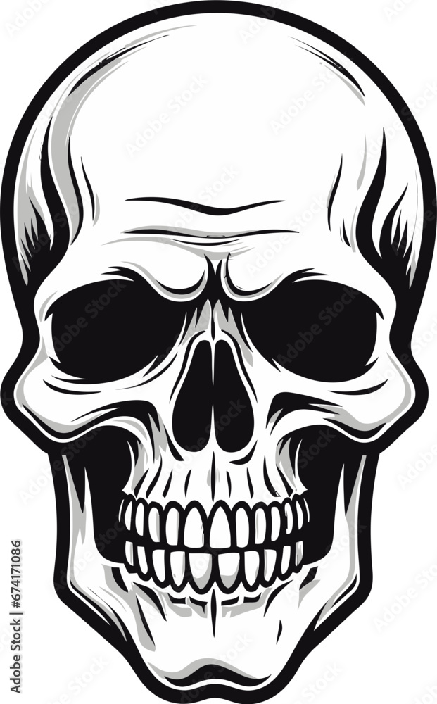 Obraz premium Shadowed Grin A Black Vector Skull Emblem Elegance in Darkness The Mysterious Skull Icon