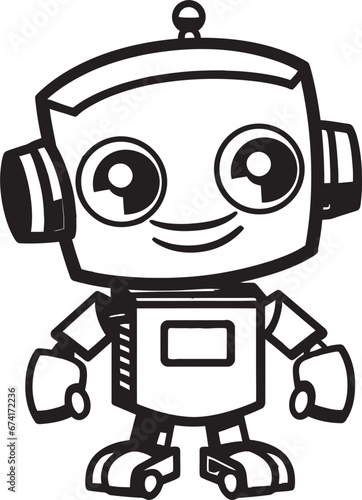 Ebon Enforcer A Mini Robot Emblem Tiny Trooper A Small Vector Mascot Symbol