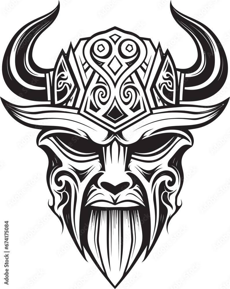 Viking Valor A Stylish Vector Mascot Design The Shieldbearer A Noble Viking Icon