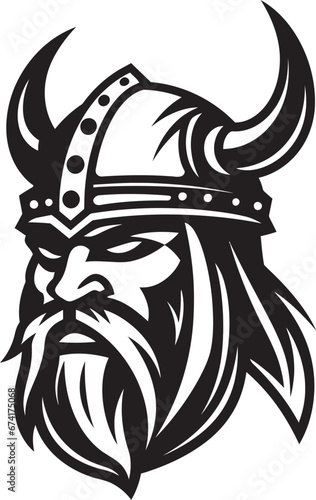 Shadowed Viking Chief A Black Vector Emblem of Might Ebon Norse Warrior Stylish Viking Logo Design