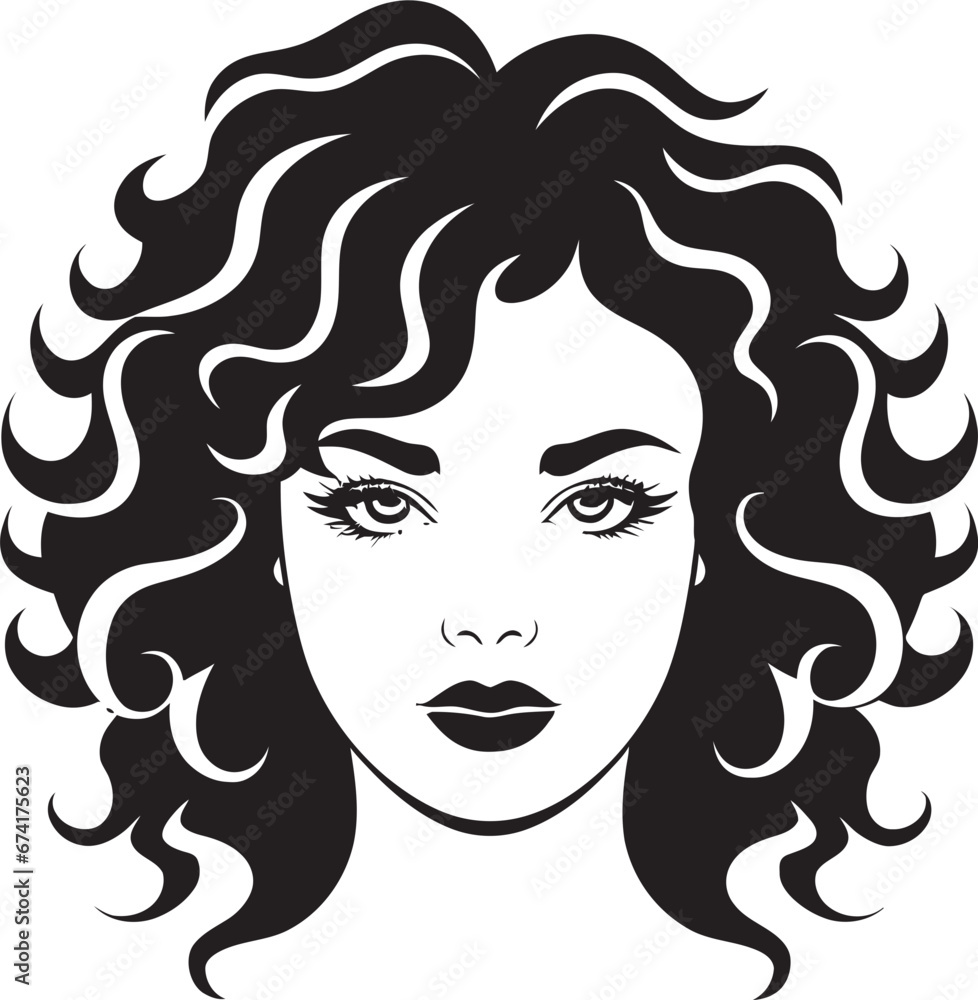 Ebon Elegance Stylish Curly Haired Lady Logo Curly Silhouette A Womans Unique Symbol Ebon Elegance Stylish Curly Haired Lady Logo Curly Silhouette A Womans Unique Symbol