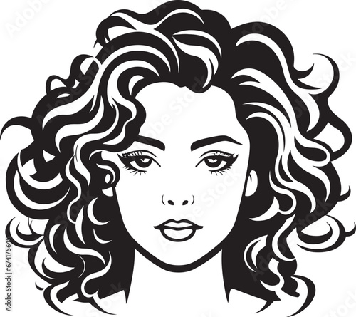 Curly Silhouette A Womans Unique Emblem Ink Black Beauty A Symbol of Curly Tresses