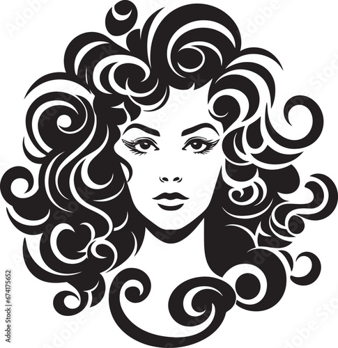 Ink Black Beauty A Symbol of Curly Tresses Natural Curls A Black Vector Hair Logo