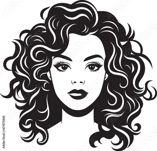 Curly Silhouette A Womans Unique Emblem Ink Black Beauty A Symbol of Curly Tresses