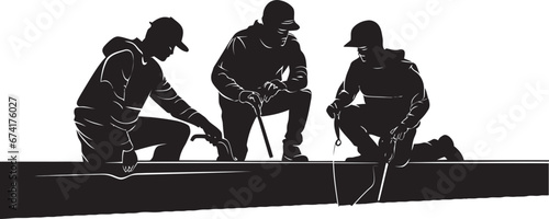 RoofCraft A Signature Roof Worker Logo Majestic Roofline A Roofers Icon in Vector