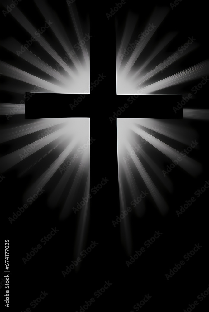 Beautiful cross shines and shines in the midst of darkness. Jesus is the light that shines in the darknes