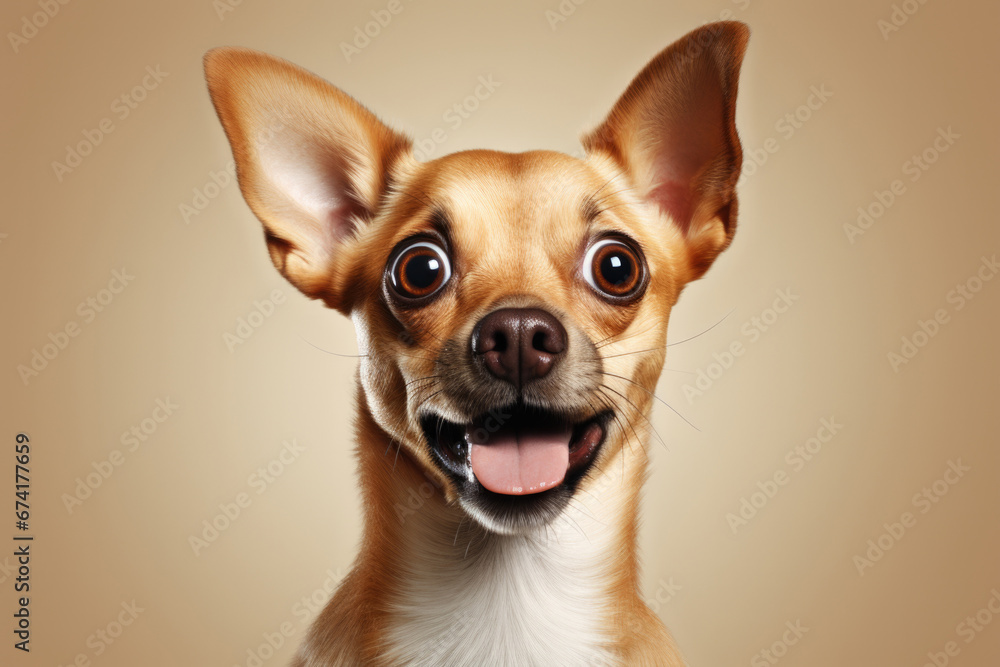 Obraz premium dog pet amazed expression against wall background. ai generated
