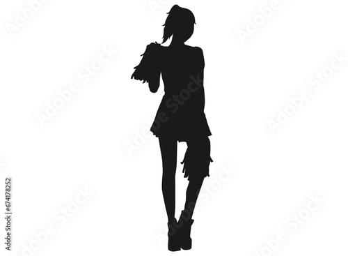 Pose Of A Female Cheerleaders Silhouette